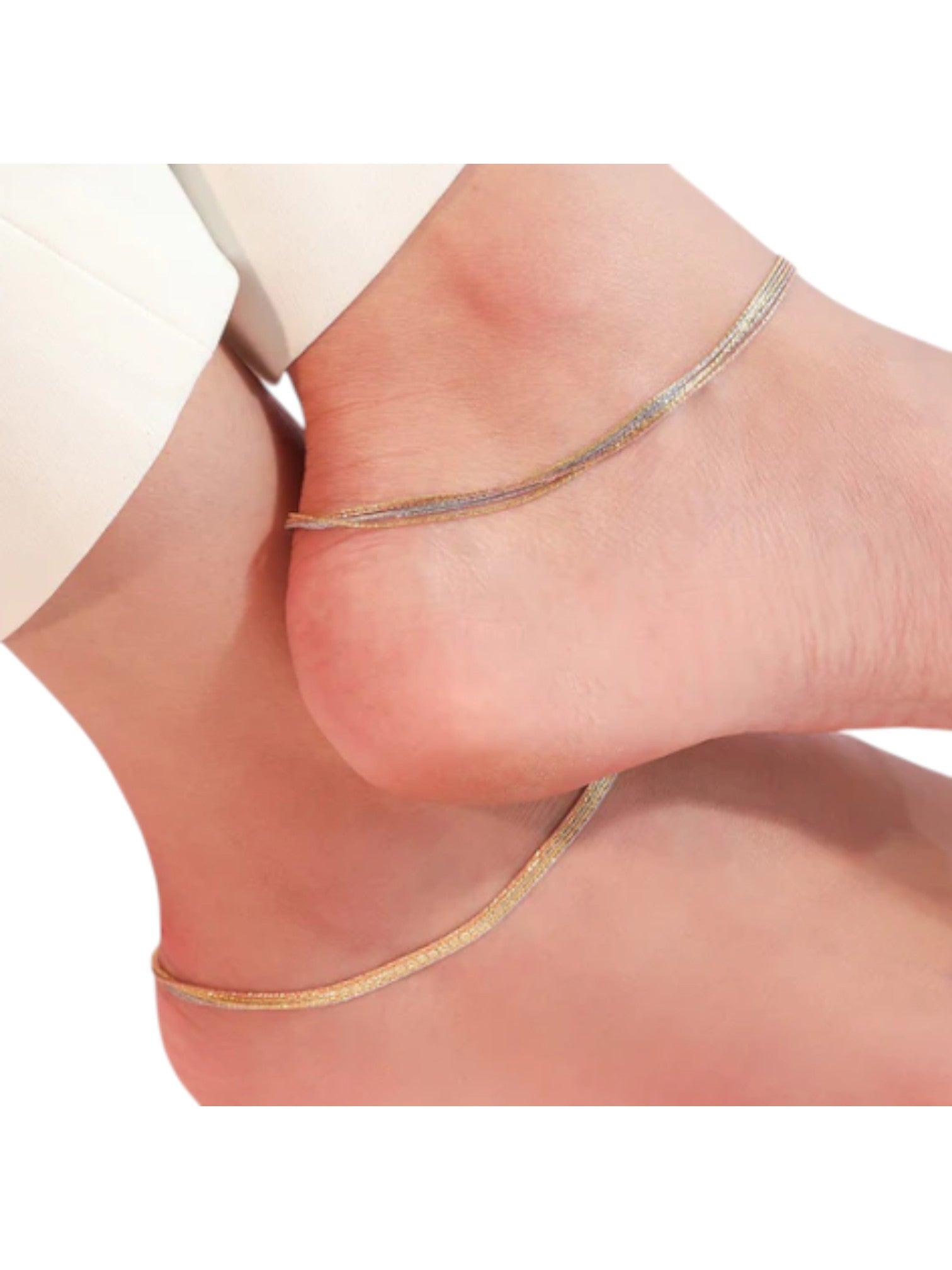 Triple Layered Chain 925 Sterling Silver Anklet By Kesardeep Impex For Women